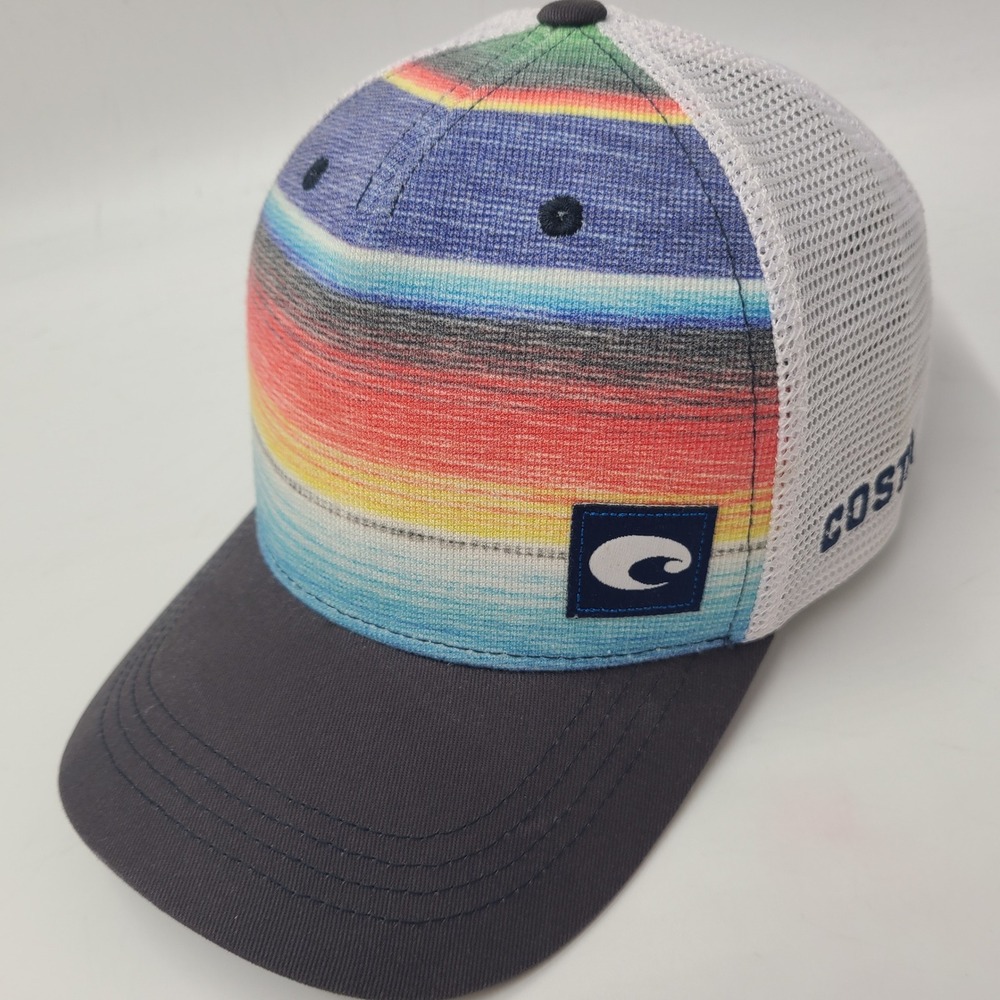Costa Hat Snapback Trucker Mesh Serape Stripe White Black Costa Del Mar Fish Men